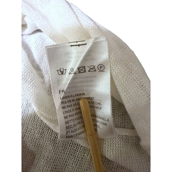 Estheme Paris Linen Top L Rainbow Stripes V Neck Retro Minimalist 100% Linen - Picture 6 of 6